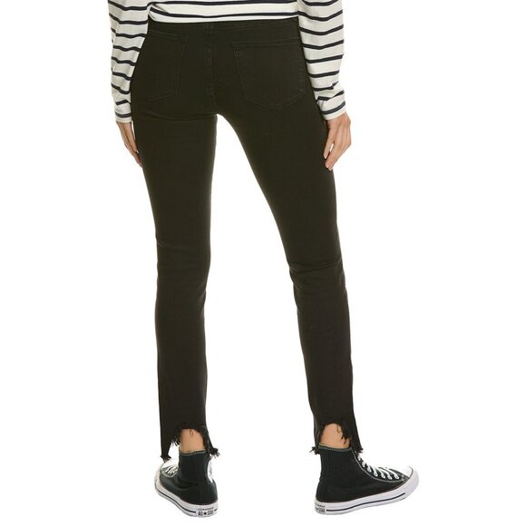 Frame Denim Womens Le High Skinny Jeans Blackfinn Black Raw Step Hem size 24 - Picture 2 of 16